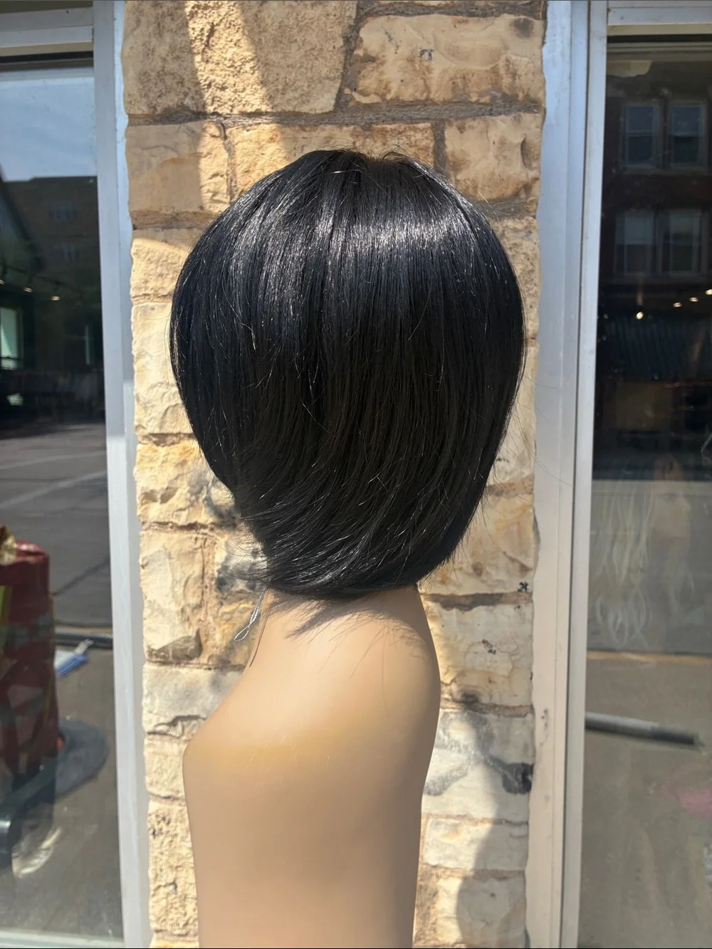 Hand stitched Black Short Layered Women's Wig with Bangs